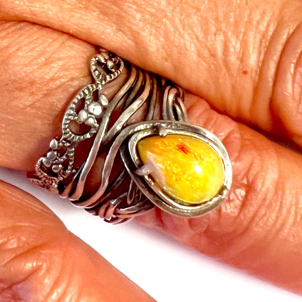 QVC Or Paz Sterling Silver Ethiopian Opel Size 5 Ring